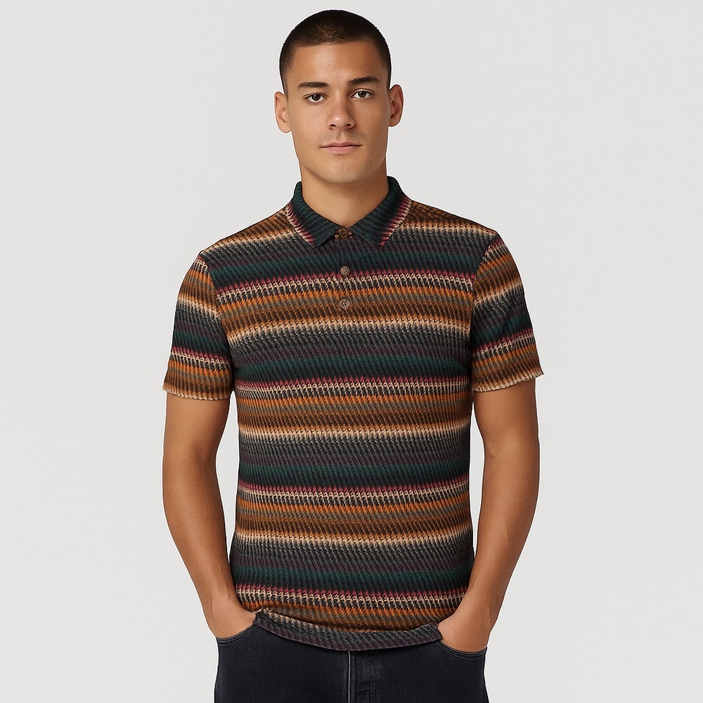 Mr. Turk striped short sleeve polo in multicolor - xl